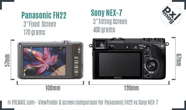 Panasonic FH22 vs Sony NEX-7 Screen and Viewfinder comparison