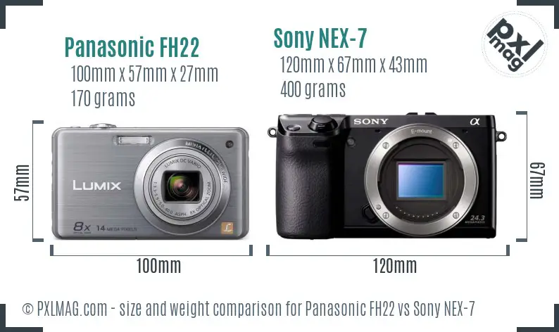 Panasonic FH22 vs Sony NEX-7 size comparison