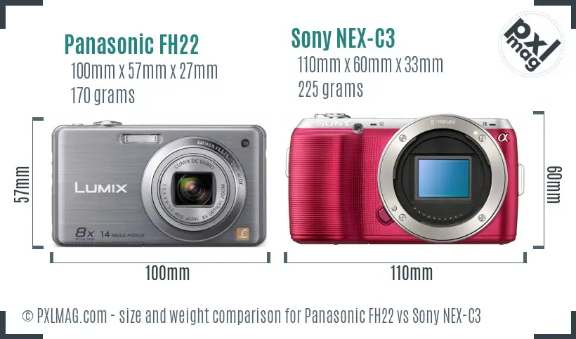 Panasonic FH22 vs Sony NEX-C3 size comparison