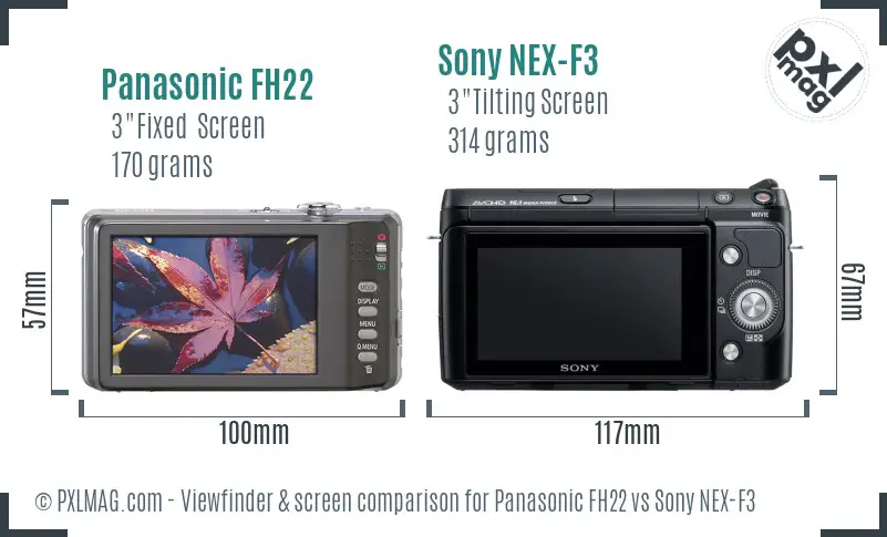 Panasonic FH22 vs Sony NEX-F3 Screen and Viewfinder comparison