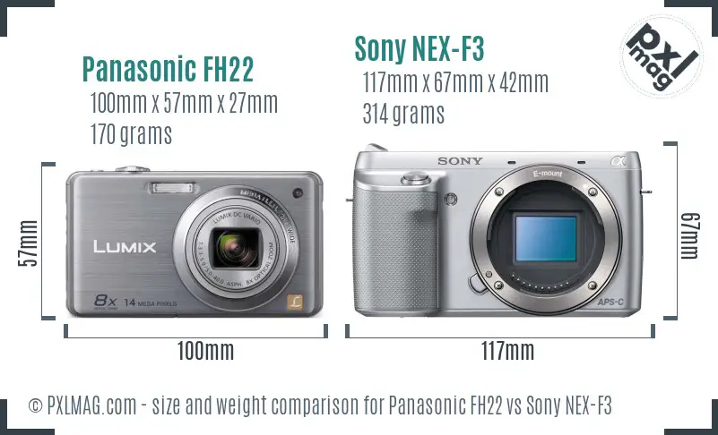 Panasonic FH22 vs Sony NEX-F3 size comparison
