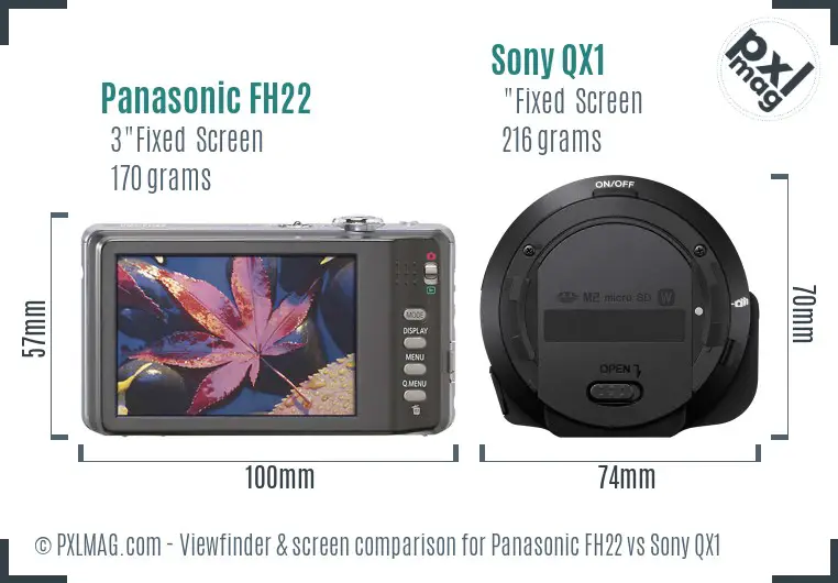 Panasonic FH22 vs Sony QX1 Screen and Viewfinder comparison