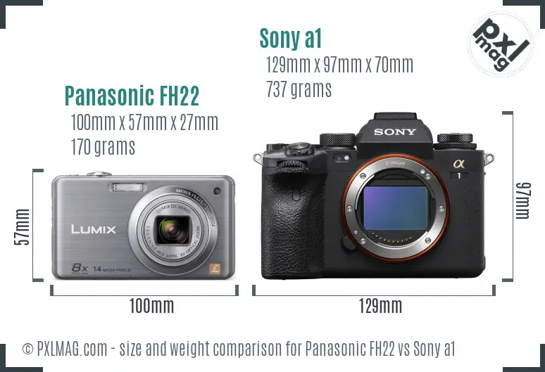 Panasonic FH22 vs Sony a1 size comparison
