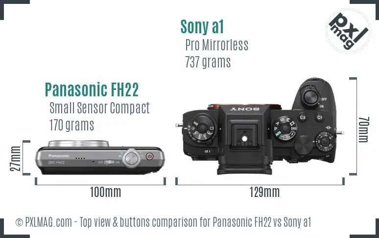 Panasonic FH22 vs Sony a1 top view buttons comparison