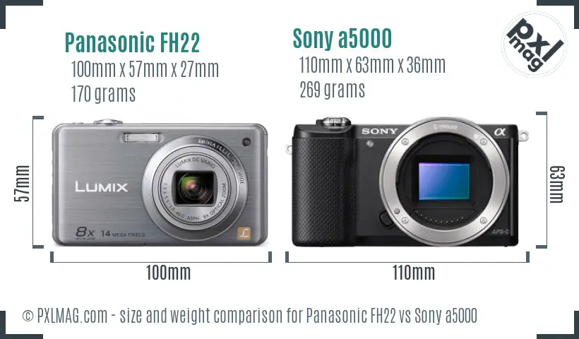 Panasonic FH22 vs Sony a5000 size comparison Panasonic FH22 vs Sony a5000 size comparison