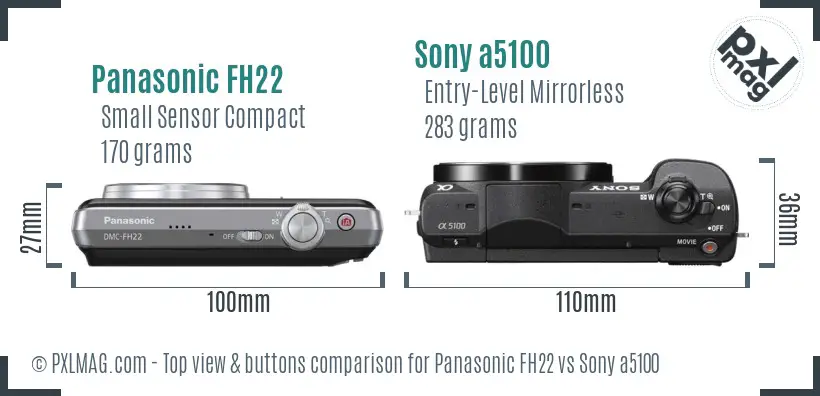 Panasonic FH22 vs Sony a5100 top view buttons comparison