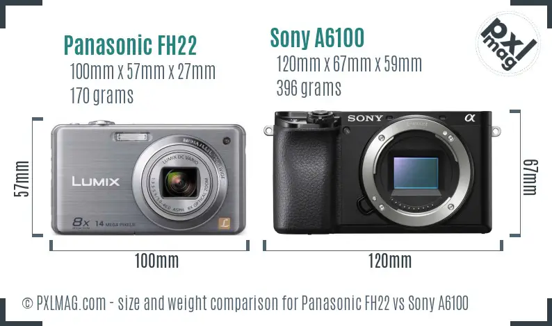 Panasonic FH22 vs Sony A6100 size comparison