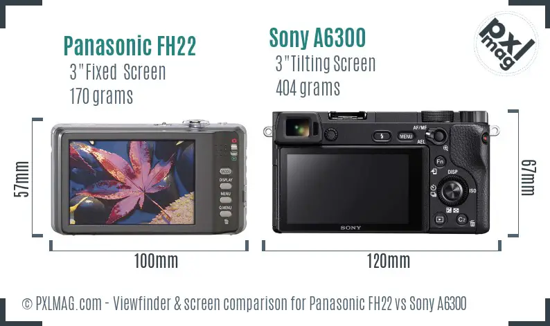 Panasonic FH22 vs Sony A6300 Screen and Viewfinder comparison