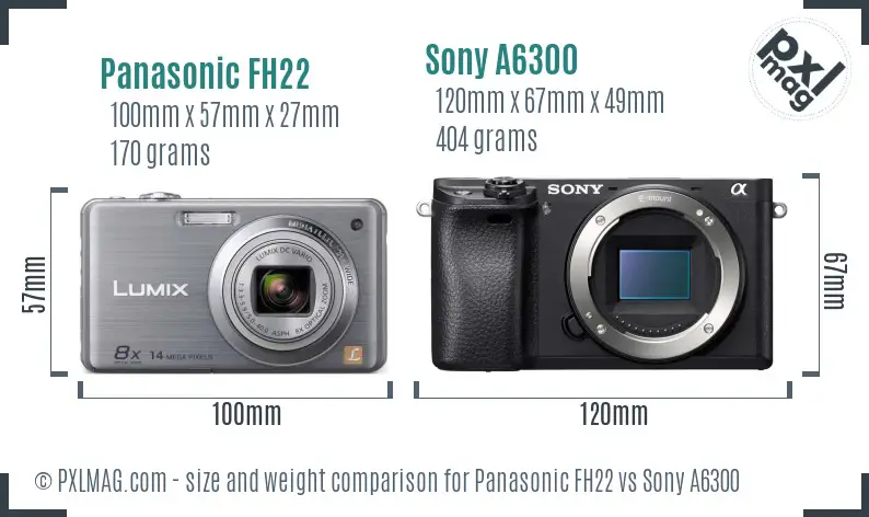 Panasonic FH22 vs Sony A6300 size comparison