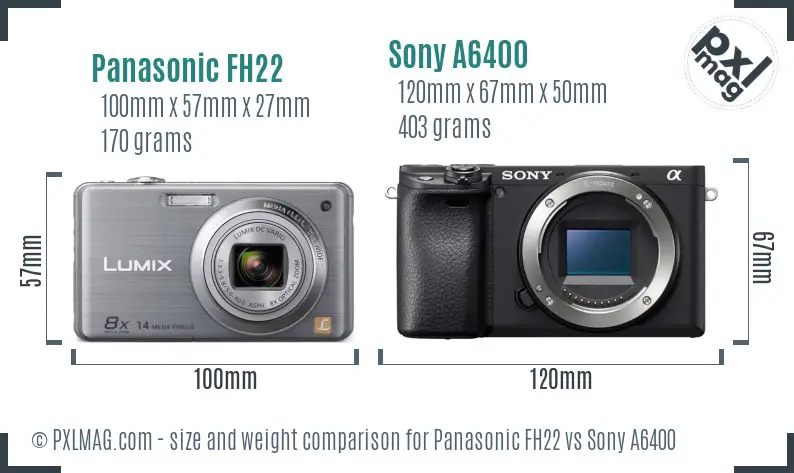 Panasonic FH22 vs Sony A6400 size comparison