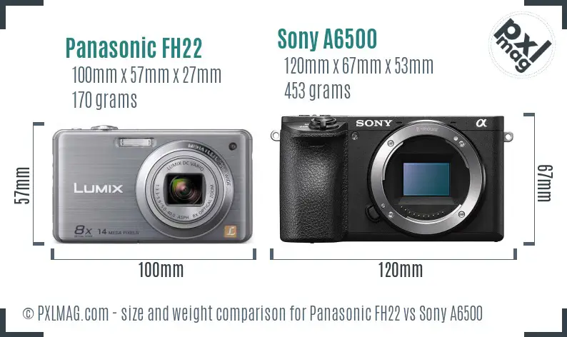 Panasonic FH22 vs Sony A6500 size comparison