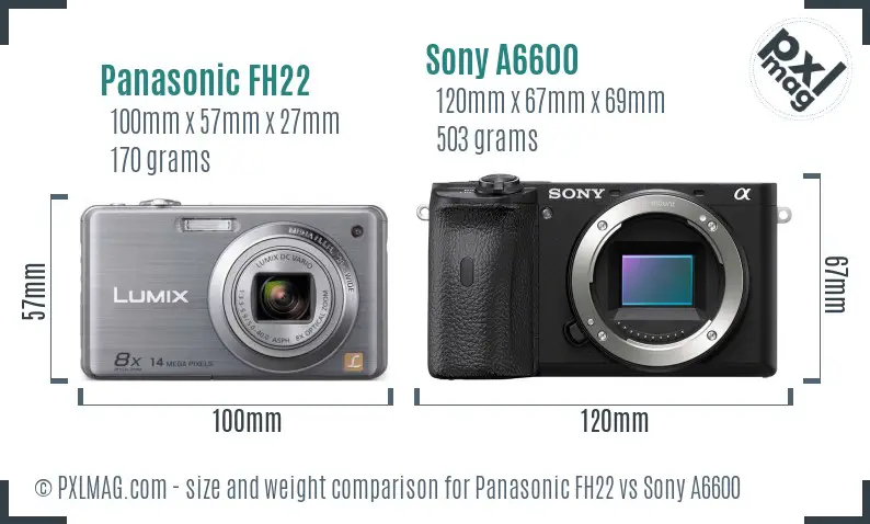 Panasonic FH22 vs Sony A6600 size comparison