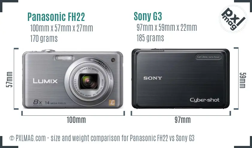 Panasonic FH22 vs Sony G3 size comparison