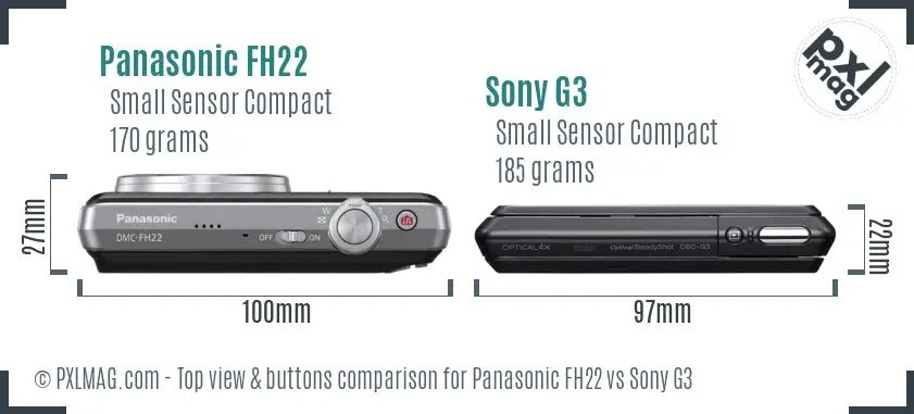 Panasonic FH22 vs Sony G3 top view buttons comparison