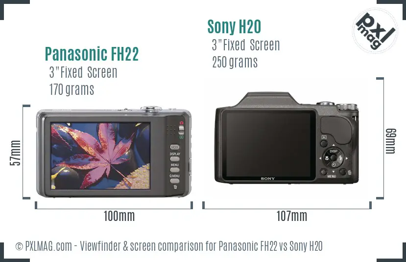 Panasonic FH22 vs Sony H20 Screen and Viewfinder comparison
