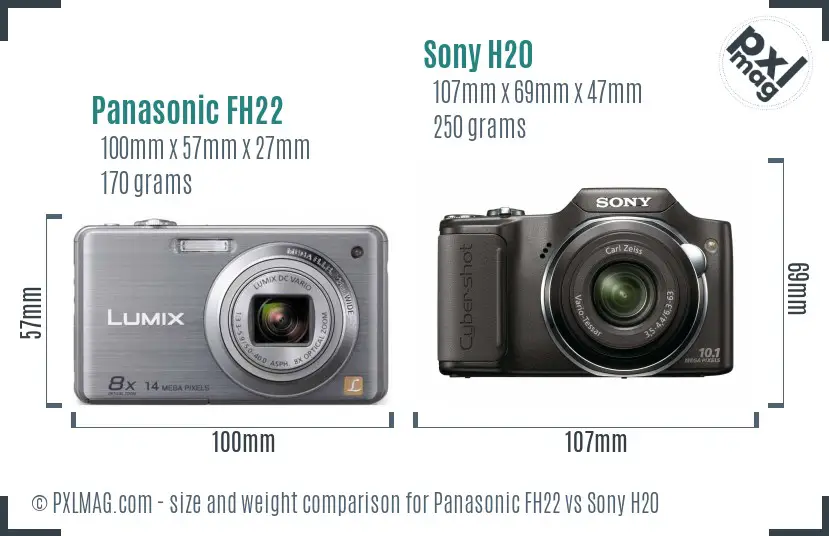 Panasonic FH22 vs Sony H20 size comparison