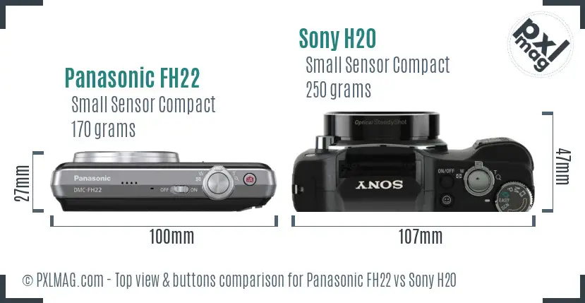 Panasonic FH22 vs Sony H20 top view buttons comparison