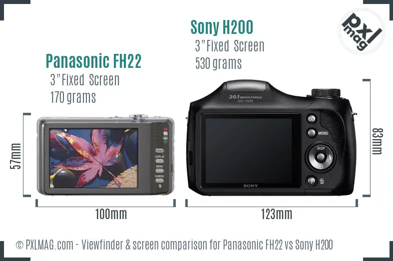 Panasonic FH22 vs Sony H200 Screen and Viewfinder comparison