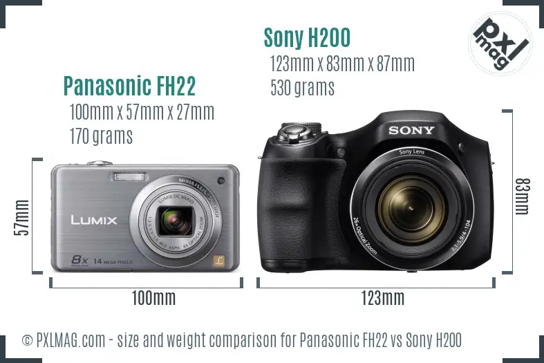 Panasonic FH22 vs Sony H200 size comparison