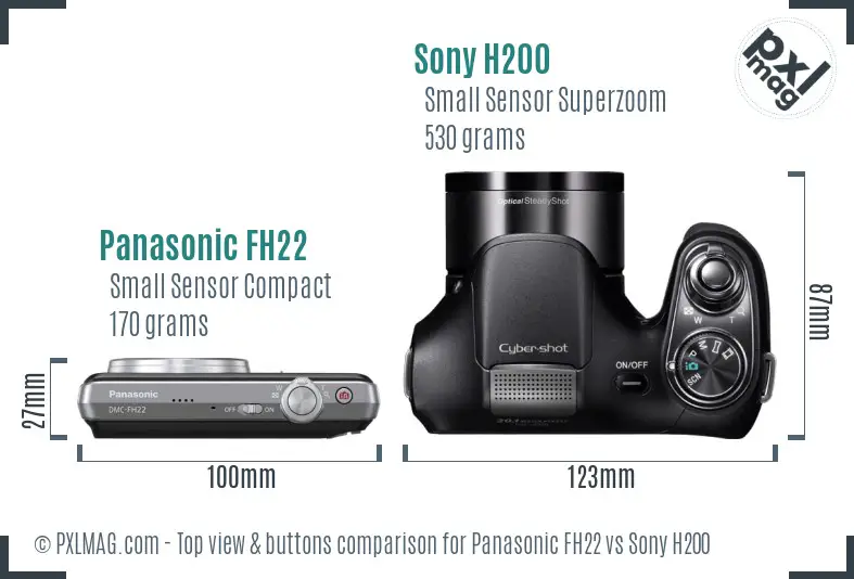 Panasonic FH22 vs Sony H200 top view buttons comparison