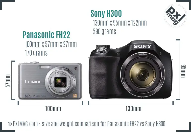 Panasonic FH22 vs Sony H300 size comparison