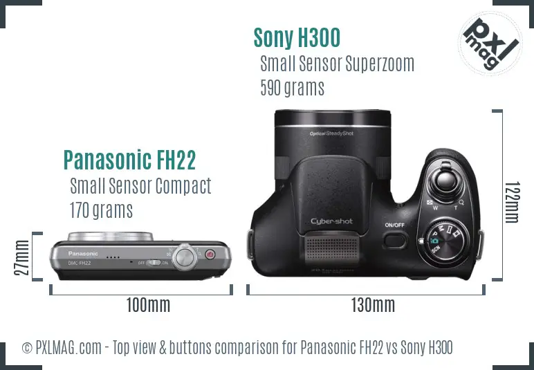 Panasonic FH22 vs Sony H300 top view buttons comparison
