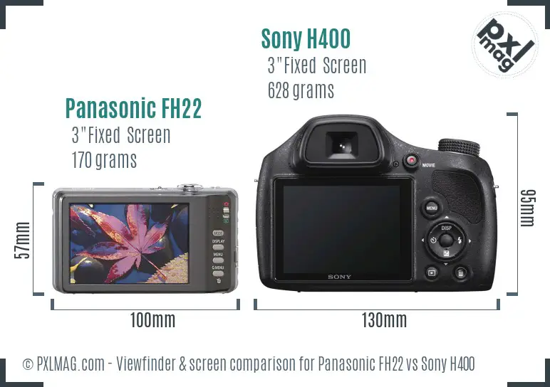 Panasonic FH22 vs Sony H400 Screen and Viewfinder comparison