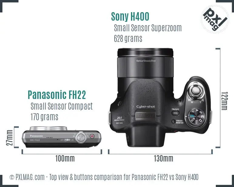 Panasonic FH22 vs Sony H400 top view buttons comparison