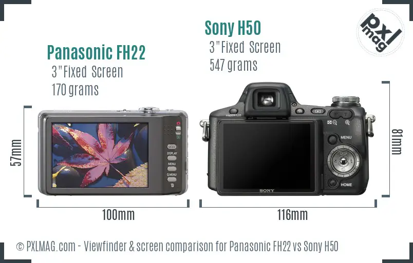 Panasonic FH22 vs Sony H50 Screen and Viewfinder comparison