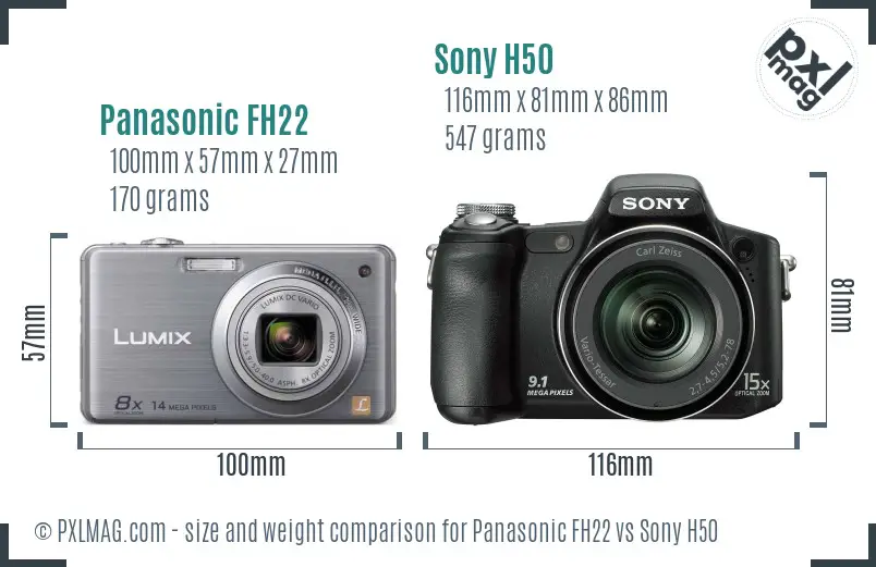 Panasonic FH22 vs Sony H50 size comparison