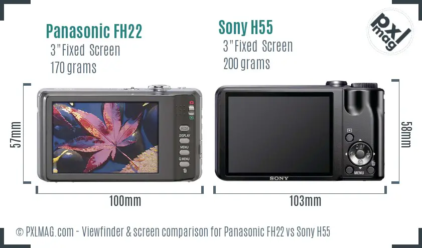 Panasonic FH22 vs Sony H55 Screen and Viewfinder comparison
