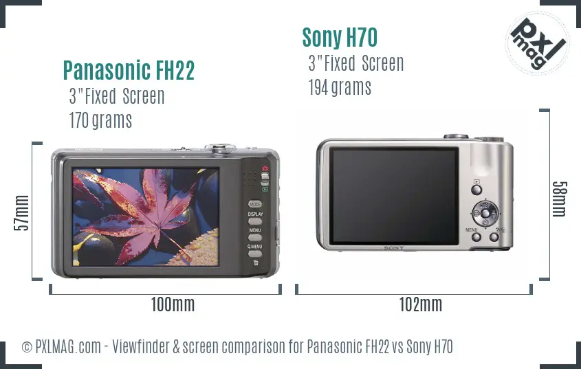 Panasonic FH22 vs Sony H70 Screen and Viewfinder comparison