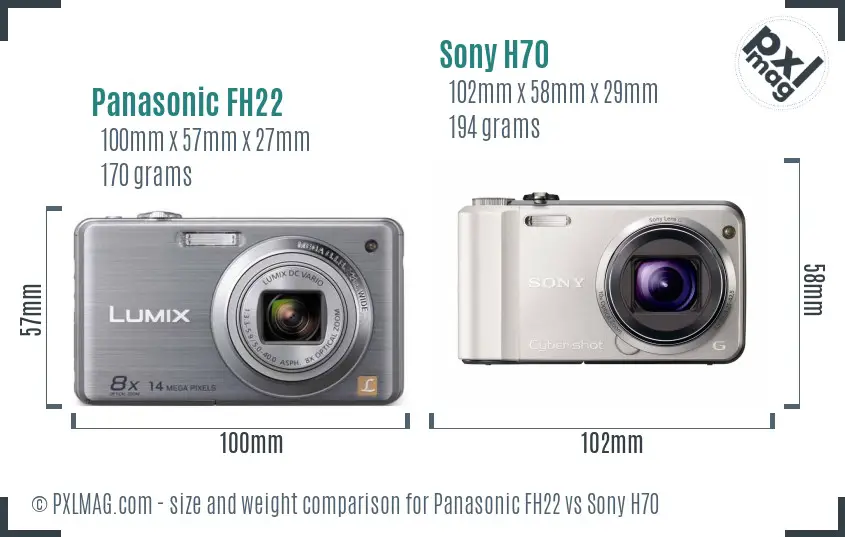 Panasonic FH22 vs Sony H70 size comparison