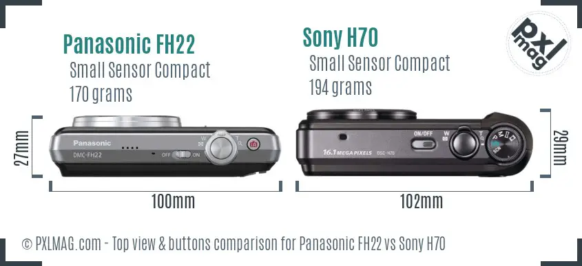 Panasonic FH22 vs Sony H70 top view buttons comparison