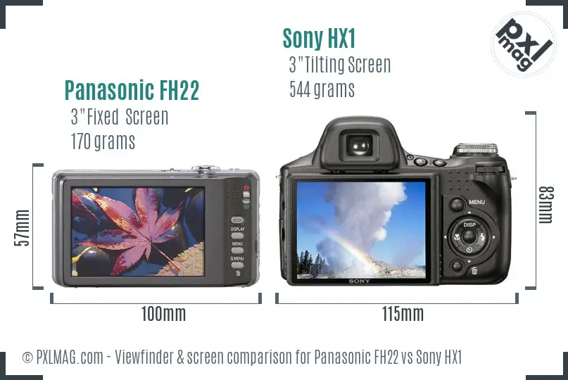 Panasonic FH22 vs Sony HX1 Screen and Viewfinder comparison