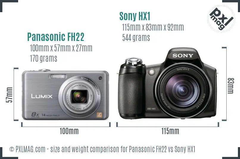 Panasonic FH22 vs Sony HX1 size comparison