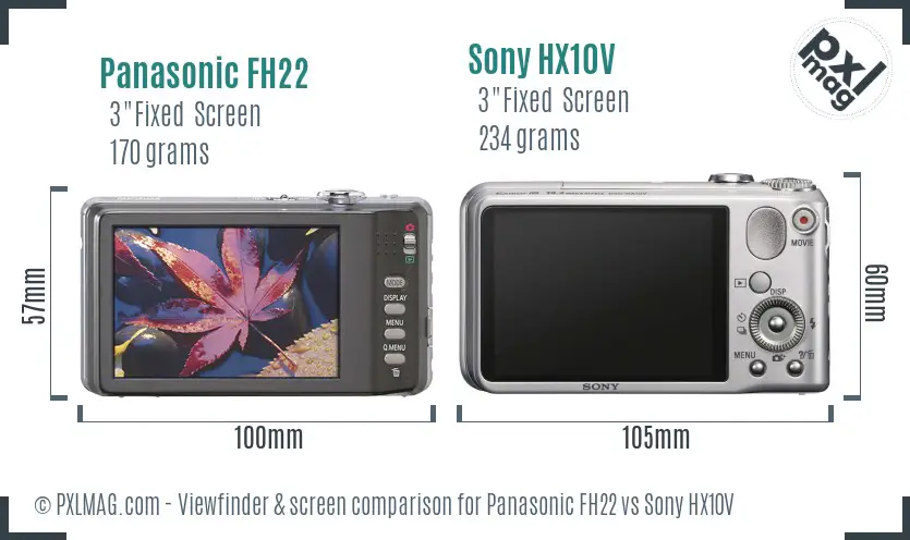Panasonic FH22 vs Sony HX10V Screen and Viewfinder comparison