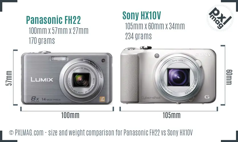 Panasonic FH22 vs Sony HX10V size comparison