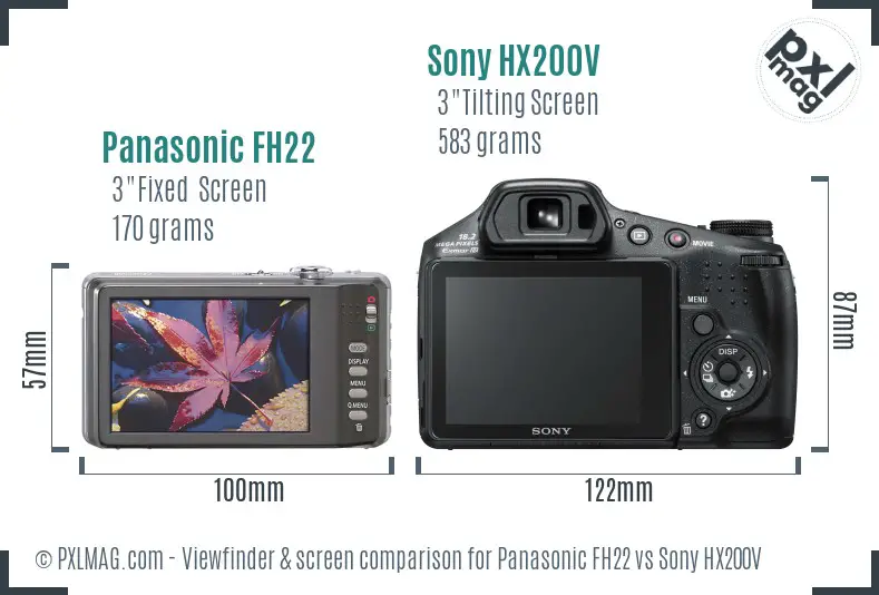 Panasonic FH22 vs Sony HX200V Screen and Viewfinder comparison
