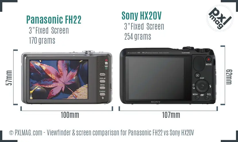Panasonic FH22 vs Sony HX20V Screen and Viewfinder comparison