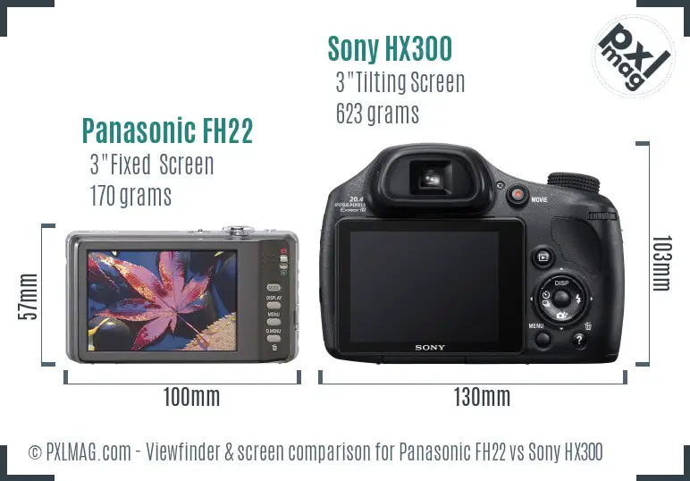 Panasonic FH22 vs Sony HX300 Screen and Viewfinder comparison