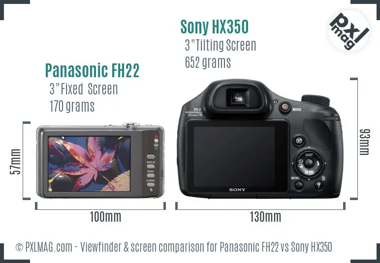 Panasonic FH22 vs Sony HX350 Screen and Viewfinder comparison