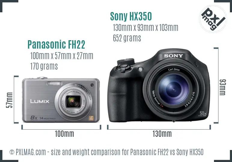 Panasonic FH22 vs Sony HX350 size comparison