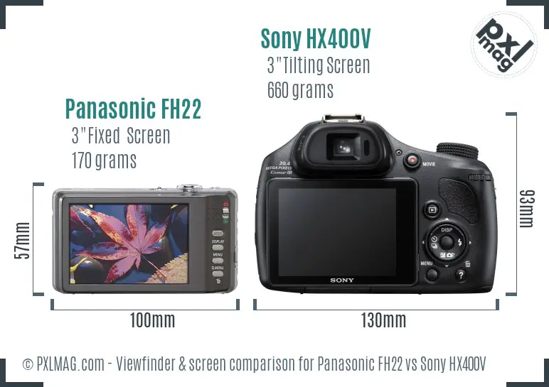 Panasonic FH22 vs Sony HX400V Screen and Viewfinder comparison