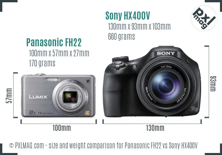 Panasonic FH22 vs Sony HX400V size comparison