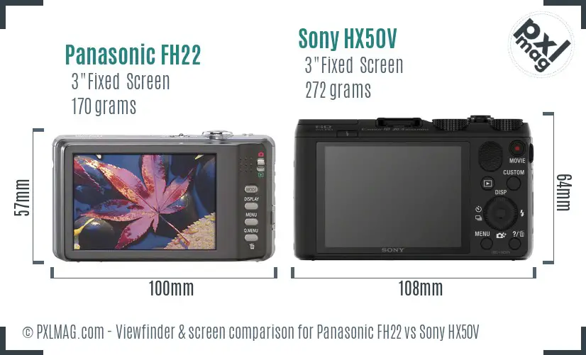 Panasonic FH22 vs Sony HX50V Screen and Viewfinder comparison
