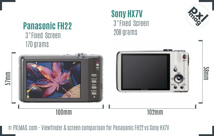 Panasonic FH22 vs Sony HX7V Screen and Viewfinder comparison