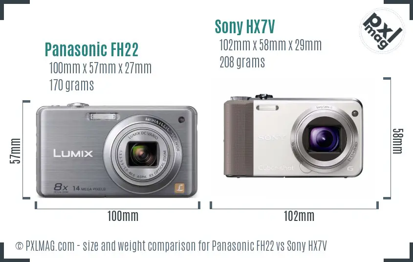 Panasonic FH22 vs Sony HX7V size comparison