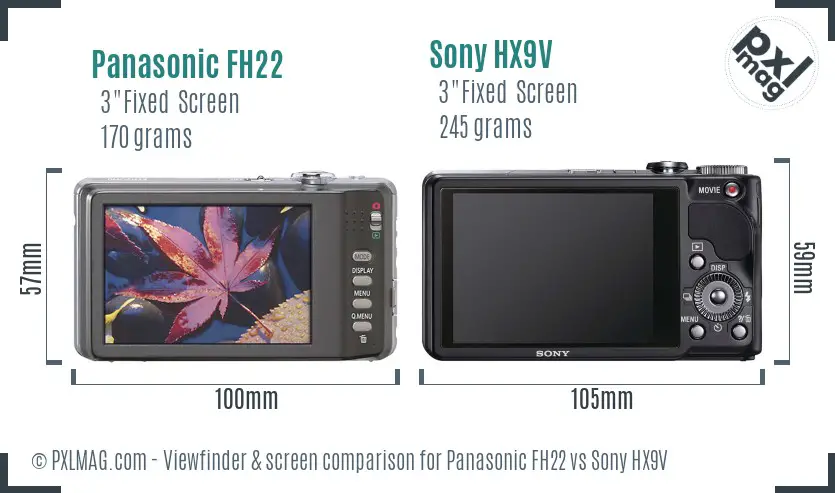 Panasonic FH22 vs Sony HX9V Screen and Viewfinder comparison