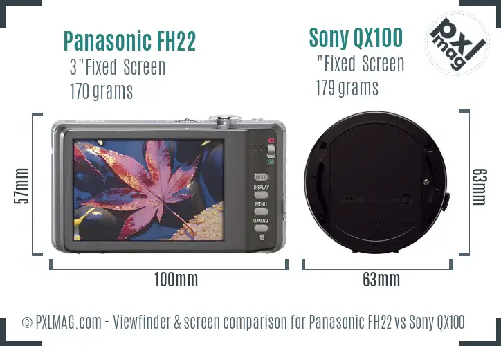 Panasonic FH22 vs Sony QX100 Screen and Viewfinder comparison
